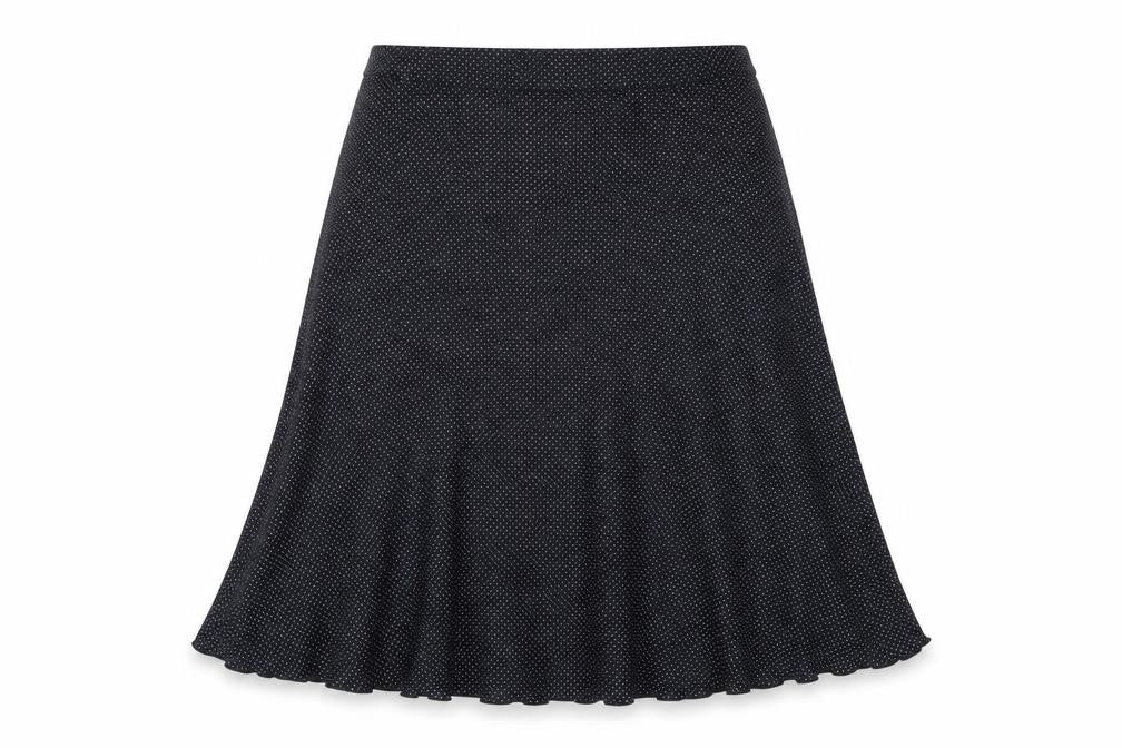 Ann Marrie Womens Black Polka Dot Viscose A-Line Skirt Size 14 Hook & Loop