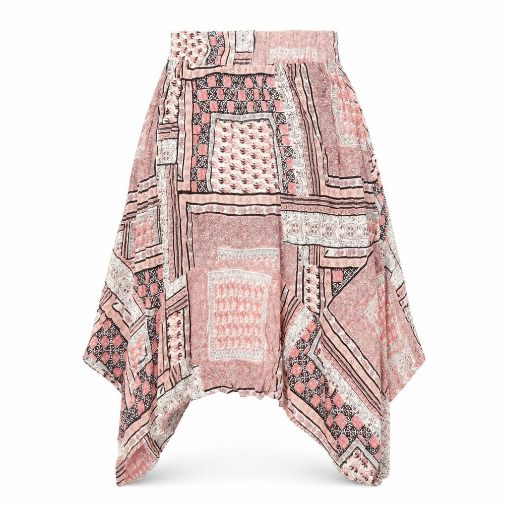 Atmosphere Womens Pink Geometric Viscose A-Line Skirt Size 8 Hook & Loop