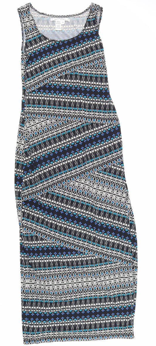 Max Studio Womens Multicoloured Geometric Polyester Tank Dress Size S Scoop Neck Pullover