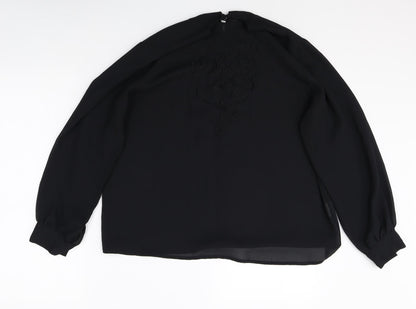 Preworn Womens Black Polyester Basic Blouse Size 18 Round Neck