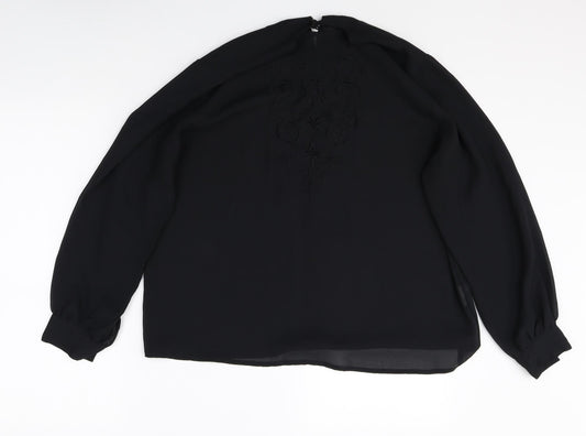 Preworn Womens Black Polyester Basic Blouse Size 18 Round Neck