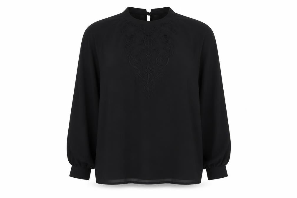 Preworn Womens Black Polyester Basic Blouse Size 18 Round Neck