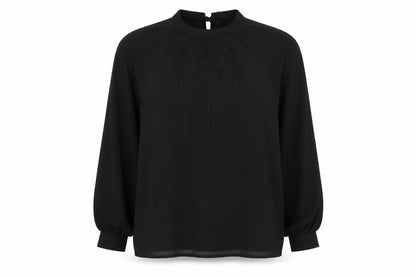 Preworn Womens Black Polyester Basic Blouse Size 18 Round Neck