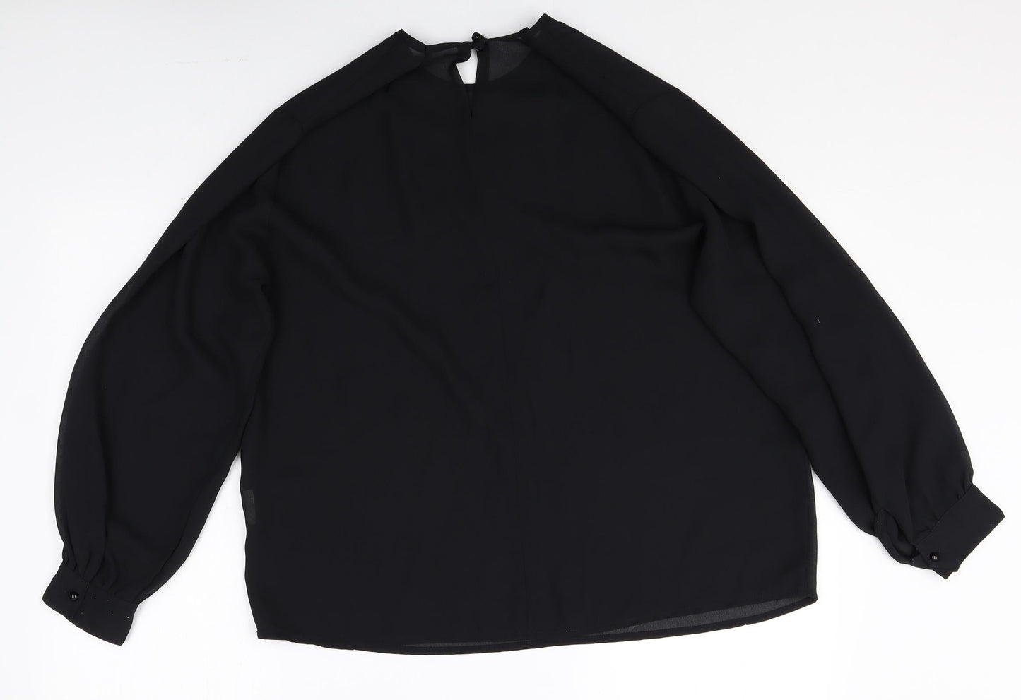 Preworn Womens Black Polyester Basic Blouse Size 18 Round Neck