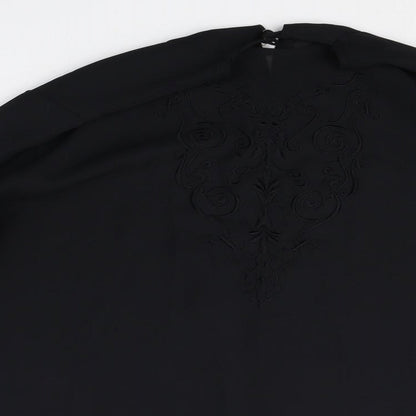 Preworn Womens Black Polyester Basic Blouse Size 18 Round Neck