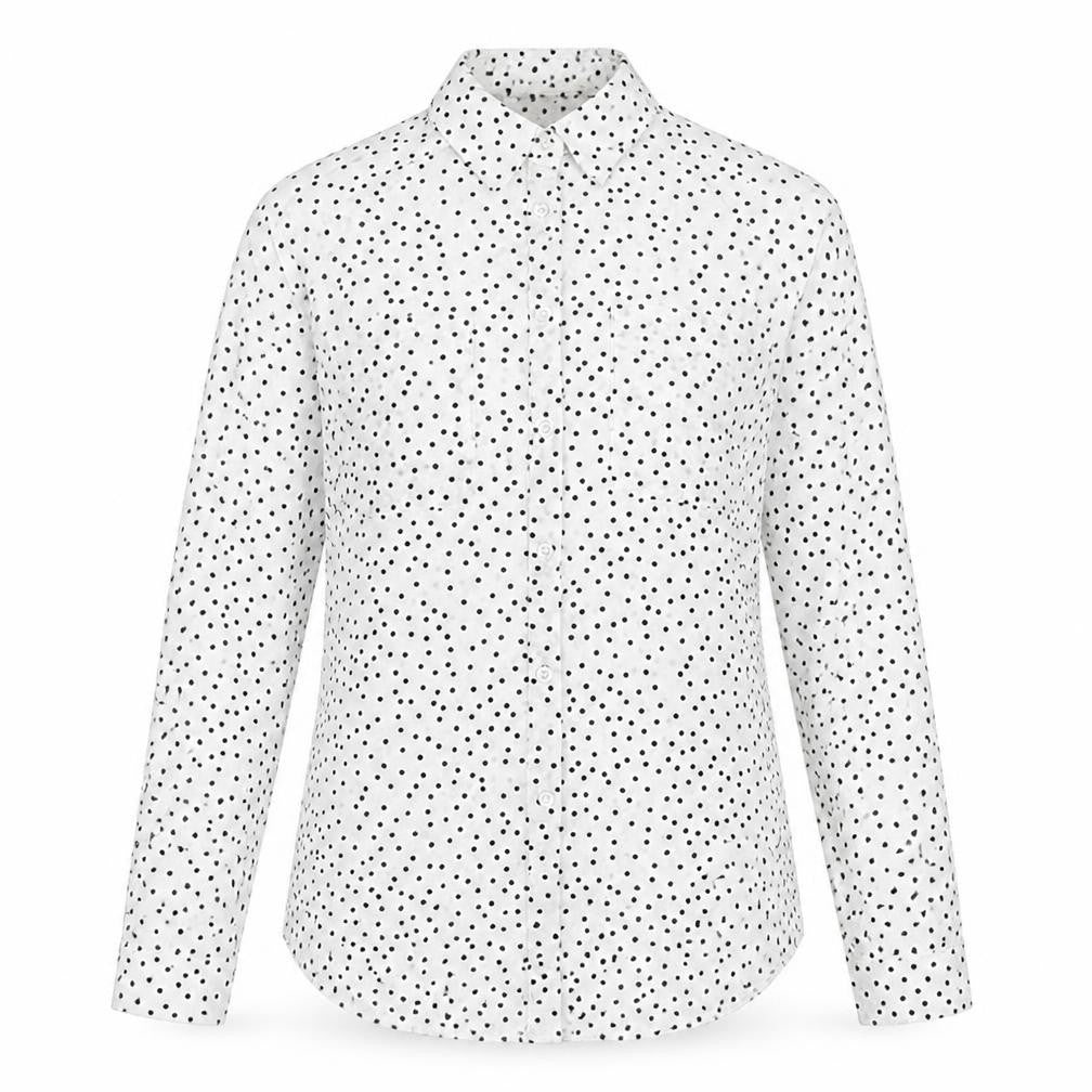 Nasty Gal Womens White Polka Dot Polyester Basic Button-Up Size S Collared