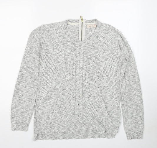 Marks and Spencer Womens Grey Round Neck Cotton Pullover Jumper Size 12