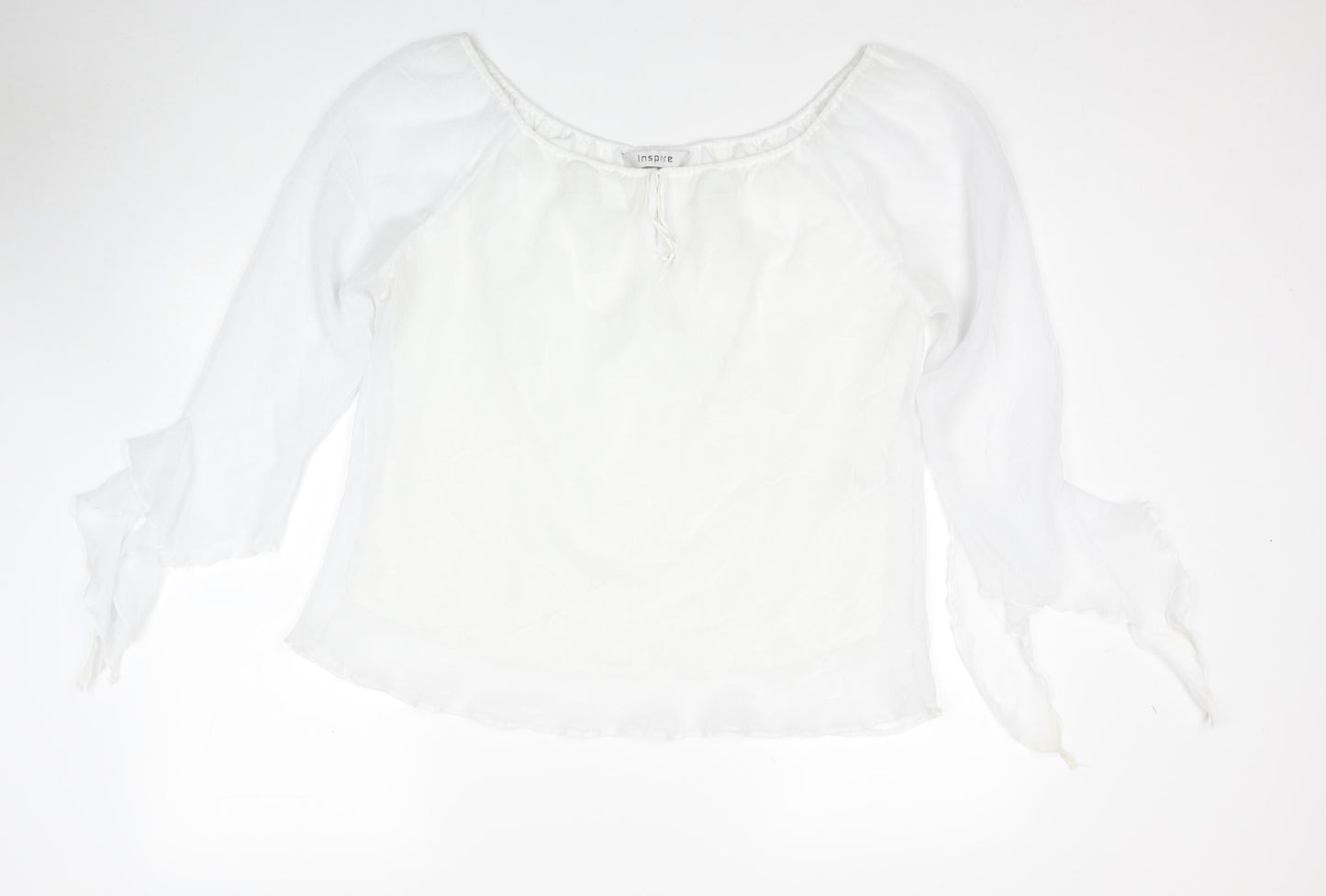 Inspire Womens White Polyester Basic Blouse Size 16 Boat Neck