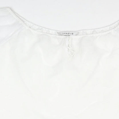 Inspire Womens White Polyester Basic Blouse Size 16 Boat Neck