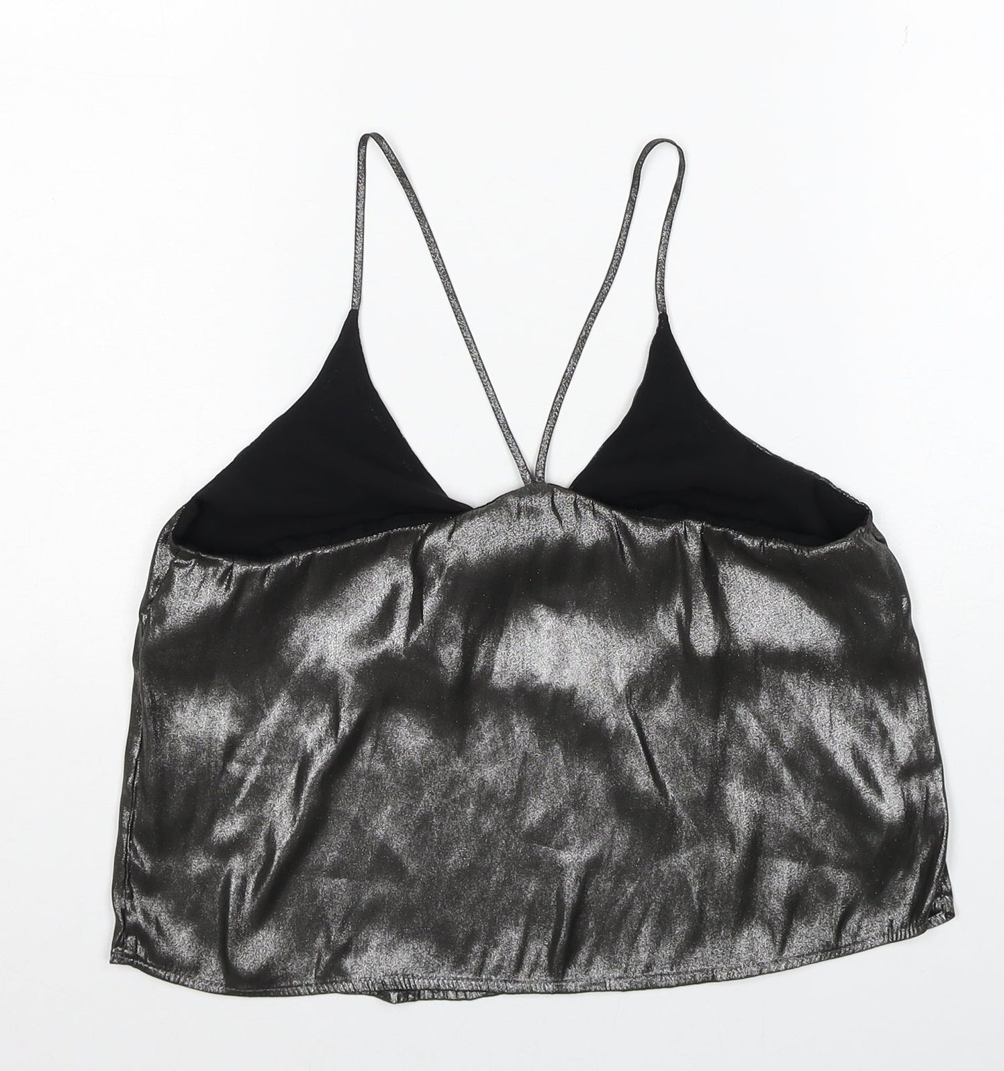 Sparkle & Fade Womens Silver Polyester Camisole Tank Size XS V-Neck - Metallic