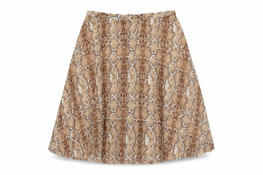 Marks & Spencer Womens Brown Animal Print Polyester Swing Skirt Size 18 - Snakeskin Pattern
