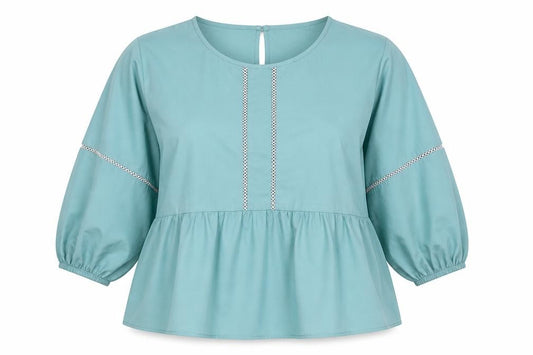Marks and Spencer Womens Blue Cotton Basic Blouse Size 12 Boat Neck