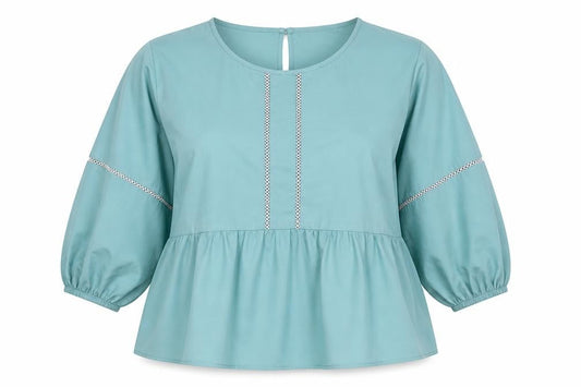 Marks and Spencer Womens Blue Cotton Basic Blouse Size 12 Boat Neck