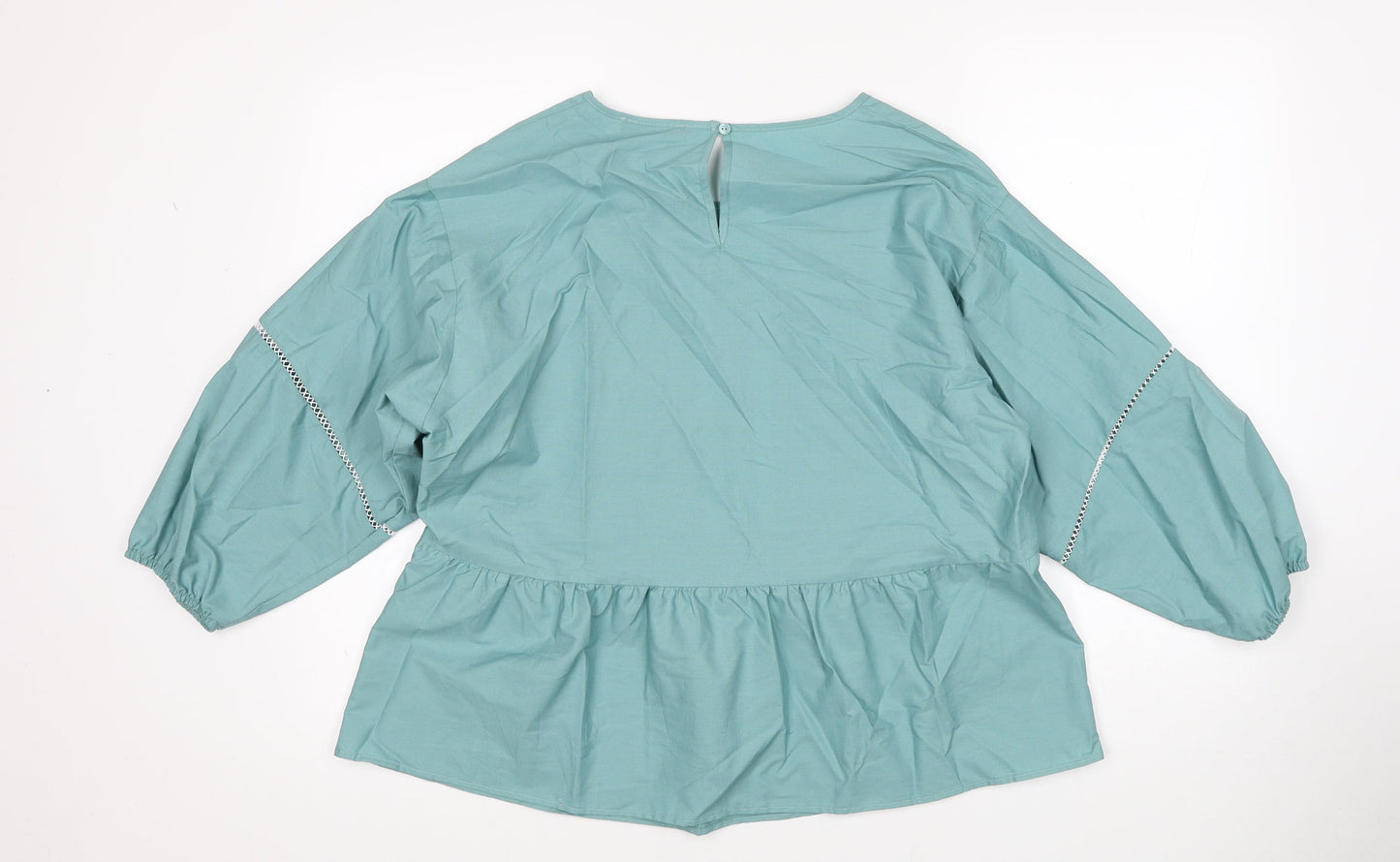 Marks and Spencer Womens Blue Cotton Basic Blouse Size 12 Boat Neck