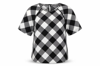 Marks & Spencer Womens Black Geometric Polyester Basic Blouse Size 6 Round Neck