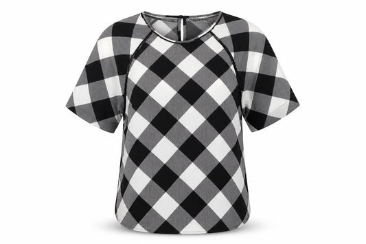 Marks and Spencer Womens Black Geometric Polyester Basic Blouse Size 6 Round Neck