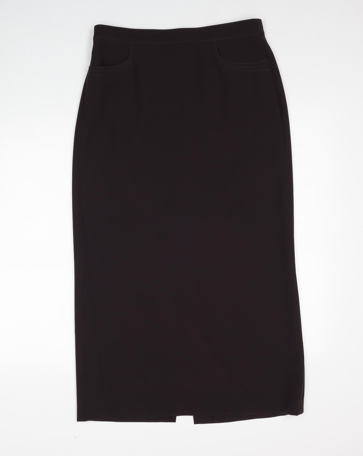 Gerry Weber Womens Brown Polyester Straight & Pencil Skirt Size 12 Zip