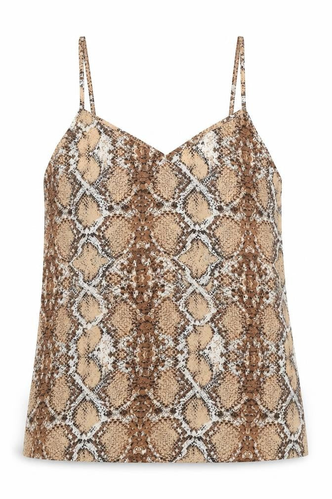 Marks & Spencer Womens Brown Geometric Polyester Basic Tank Size 6 V-Neck