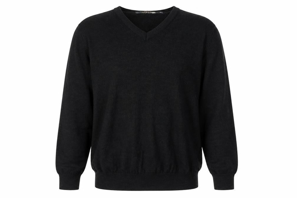 River Island Mens Black Round Neck Acrylic Pullover Jumper Size L Long Sleeve - Elbow Patches