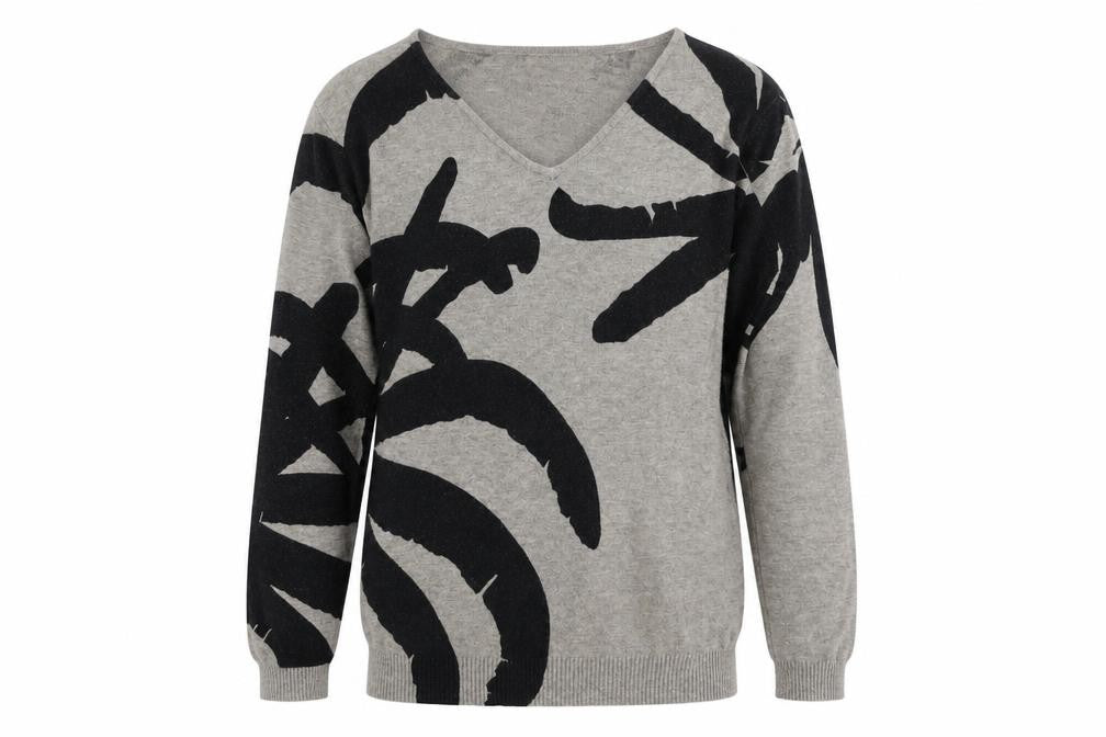 Damod Womens Grey V-Neck Viscose Pullover Jumper Size L