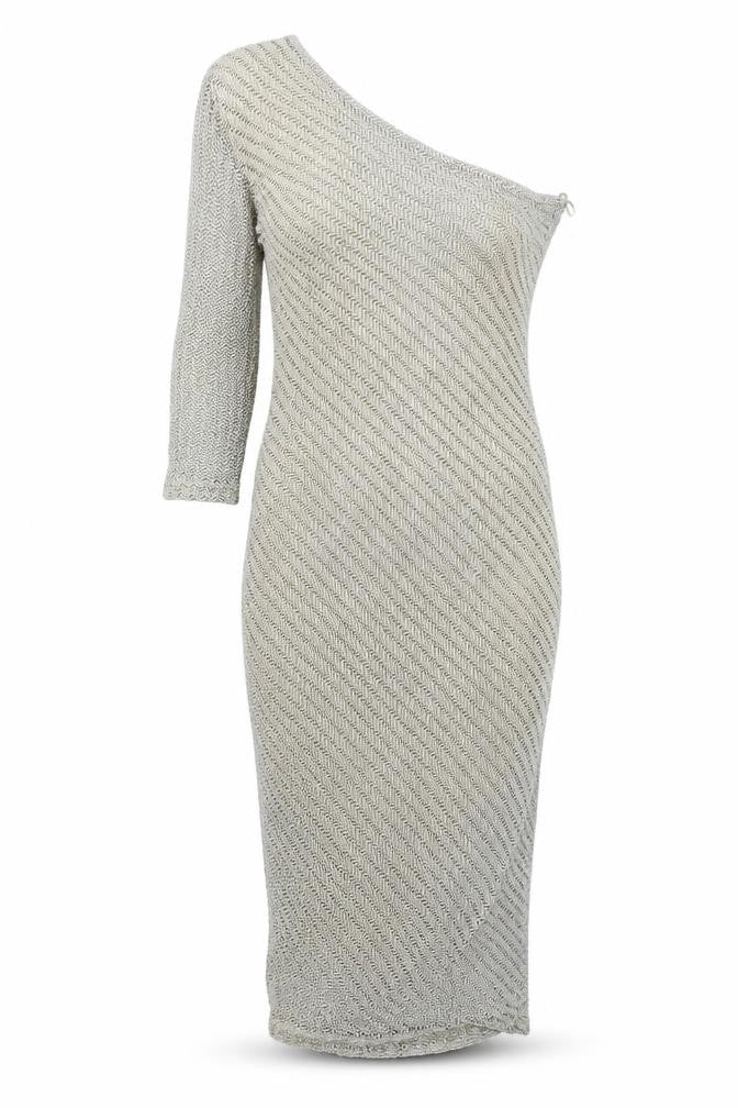 Key Collection Womens Gold Rayon Sheath Size 8 One Shoulder Zip