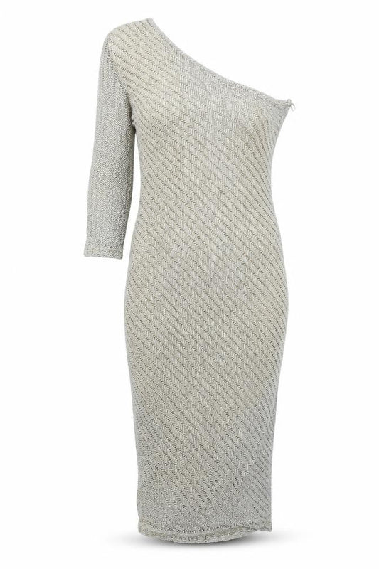Key Collection Womens Gold Rayon Sheath Size 8 One Shoulder Zip