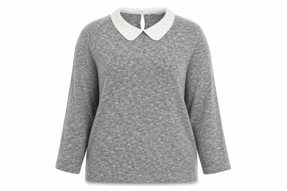 TU Womens Grey Collared Polyester Pullover Jumper Size 14