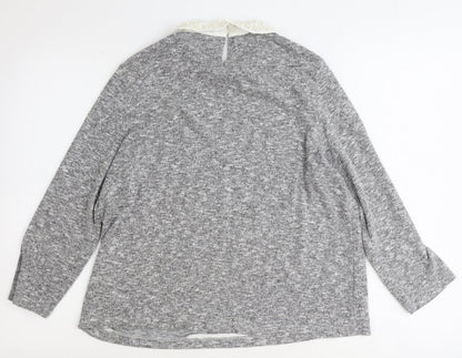 Tu Womens Grey Collared Polyester Pullover Jumper Size 14