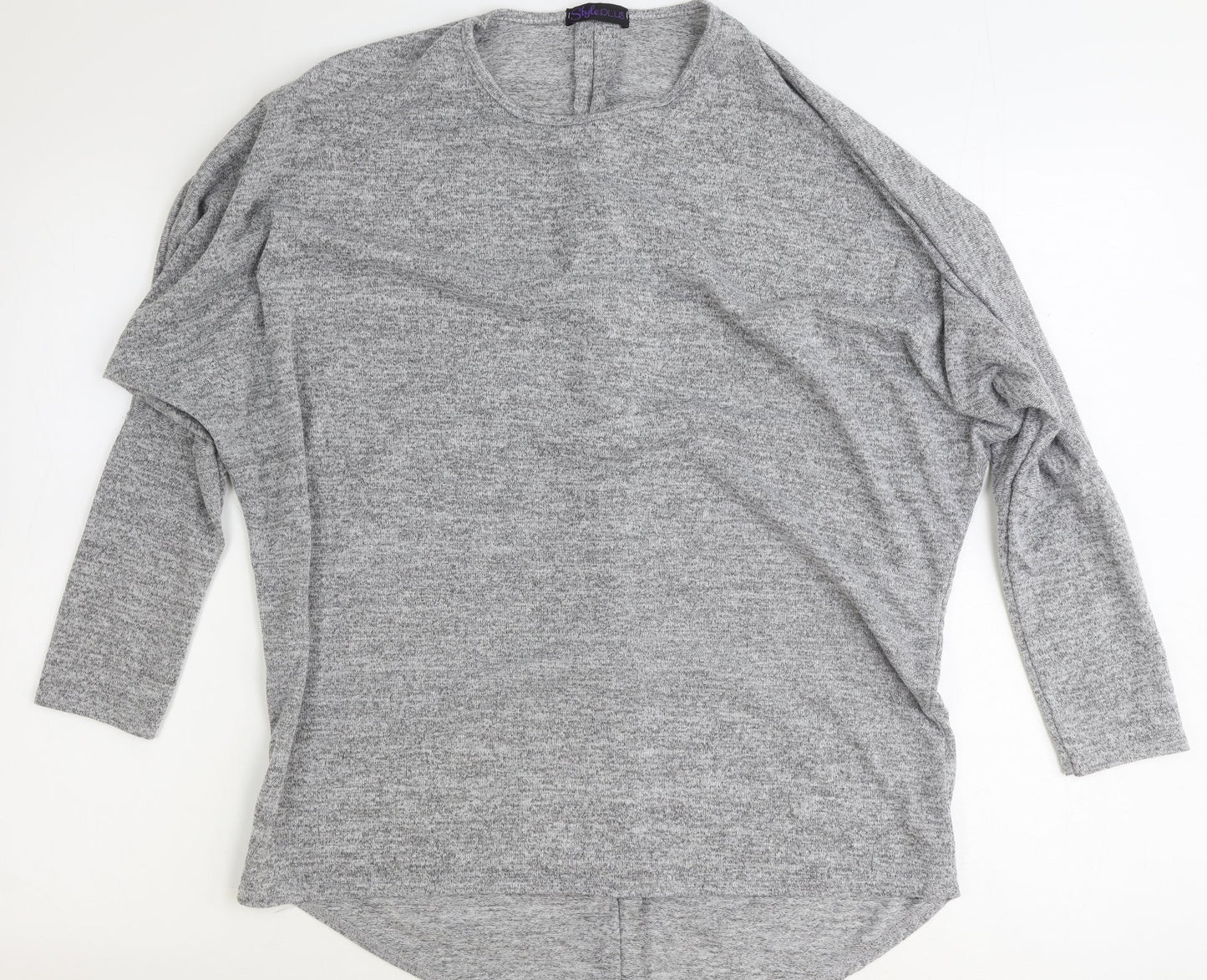 Style Plus Womens Grey Polyester Basic T-Shirt Size S Round Neck