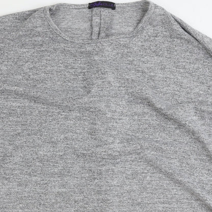 Style Plus Womens Grey Polyester Basic T-Shirt Size S Round Neck