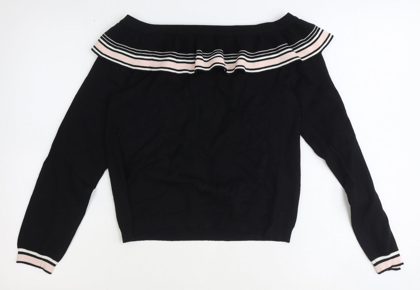 Preworn Womens Black Boat Neck Acrylic Pullover Jumper Size M