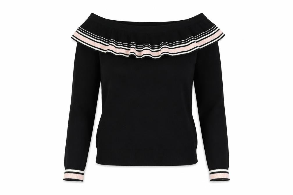 Preworn Womens Black Boat Neck Acrylic Pullover Jumper Size M