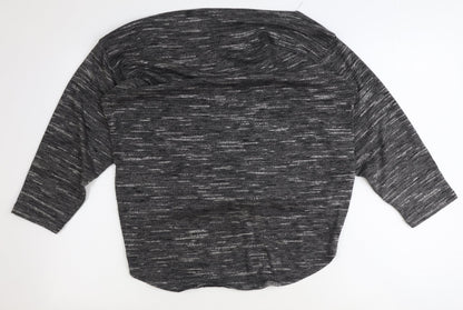 Max Studio Womens Grey Geometric Polyester Basic T-Shirt Size M Round Neck