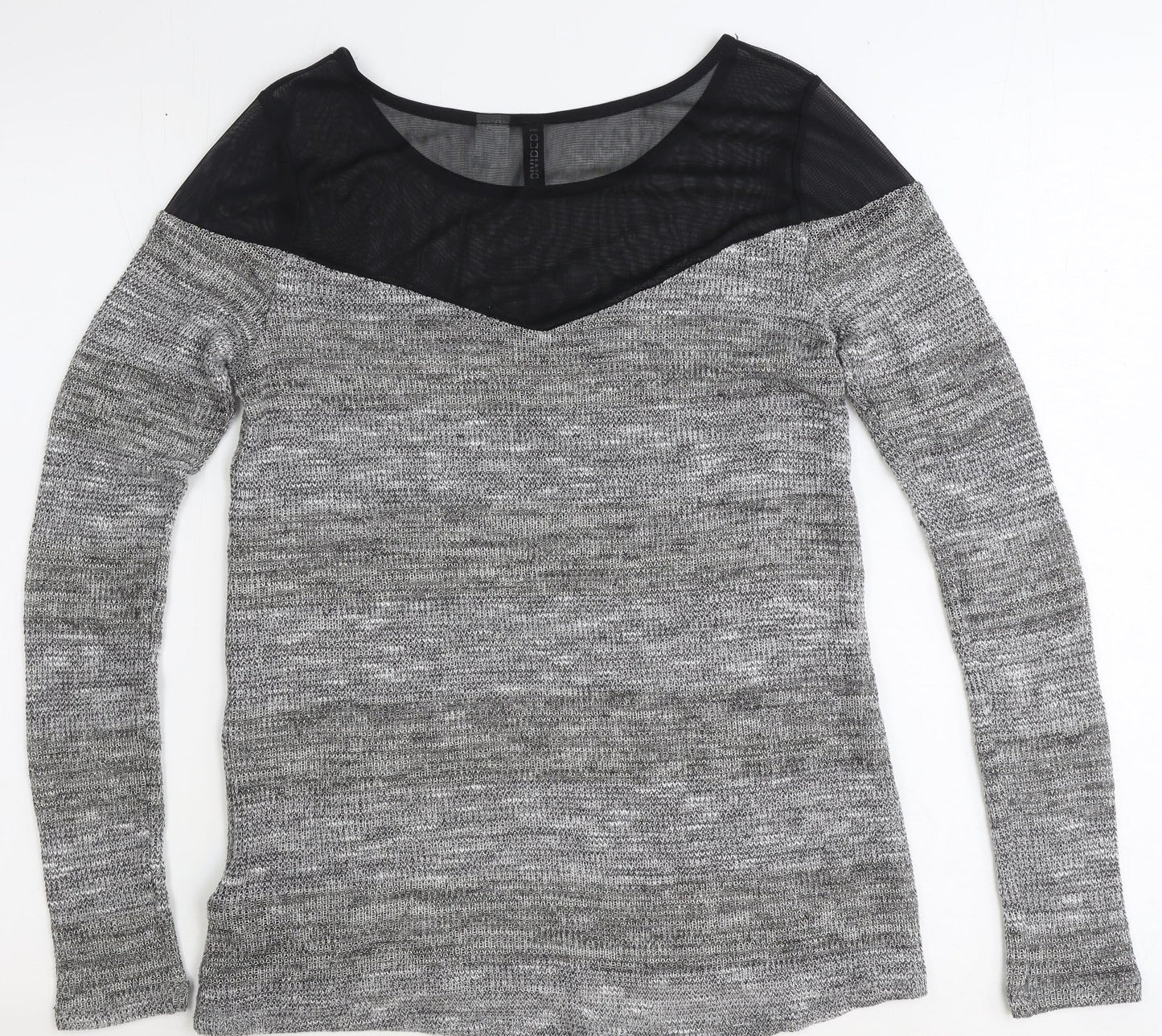 Preworn Womens Grey Geometric Polyester Basic Blouse Size XS Round Neck