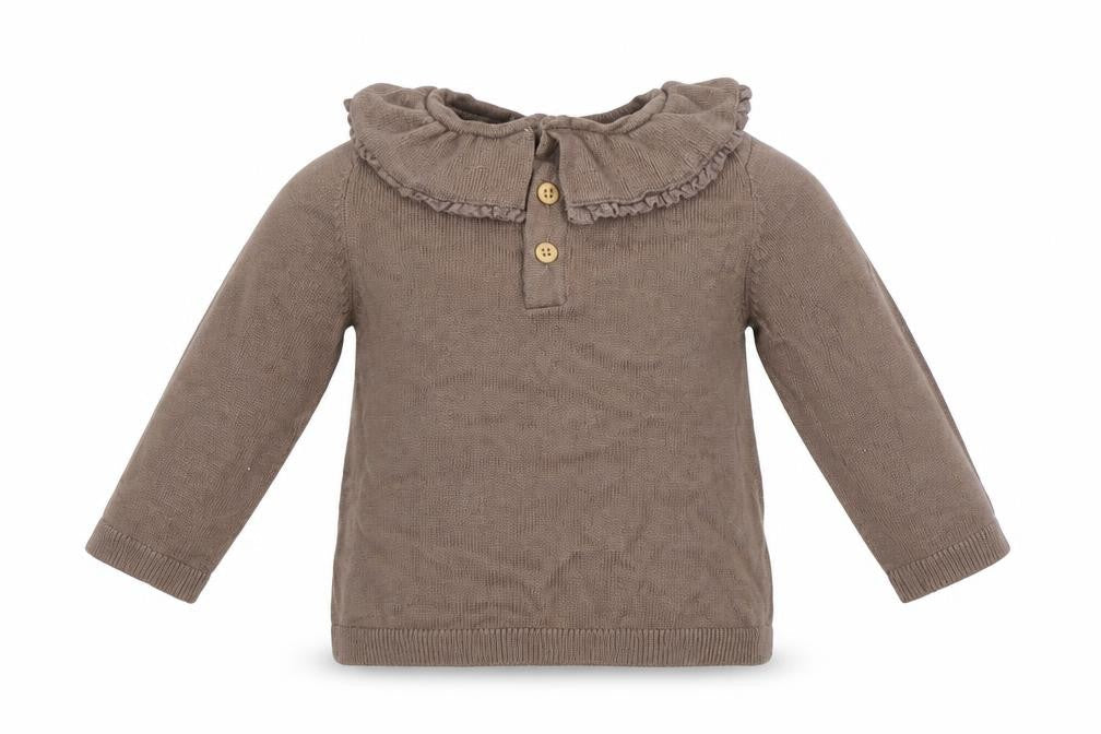 Fred & Flo Girls Brown Viscose Pullover Jumper Size 6-9 Months Button