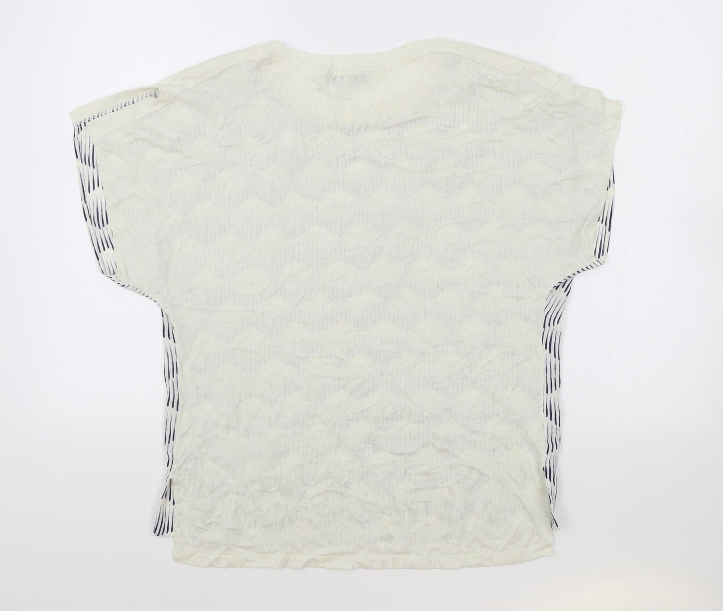 NEXT Womens Blue Geometric Modal Basic T-Shirt Size S Round Neck
