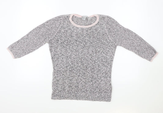 H&M Womens Pink Round Neck Geometric Acrylic Pullover Jumper Size S