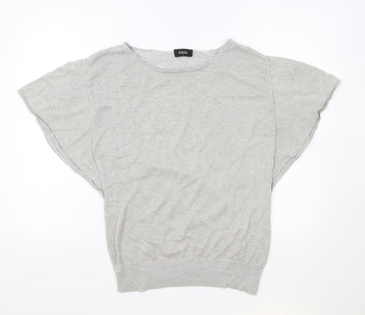 Klass Womens Silver Polyester Basic T-Shirt Size L Round Neck