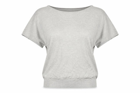 Klass Womens Silver Polyester Basic T-Shirt Size L Round Neck