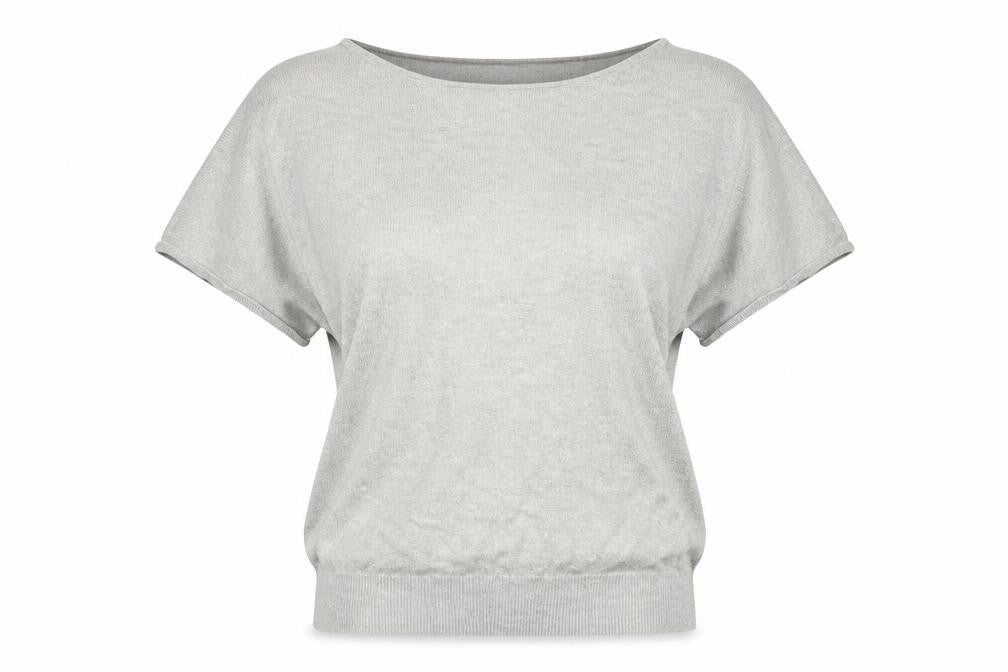 Klass Womens Silver Polyester Basic T-Shirt Size L Round Neck