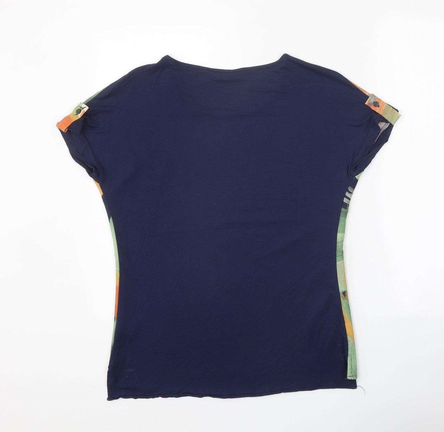 Viz-a-Viz Womens Multicoloured Geometric Polyester Basic T-Shirt Size 8 Scoop Neck