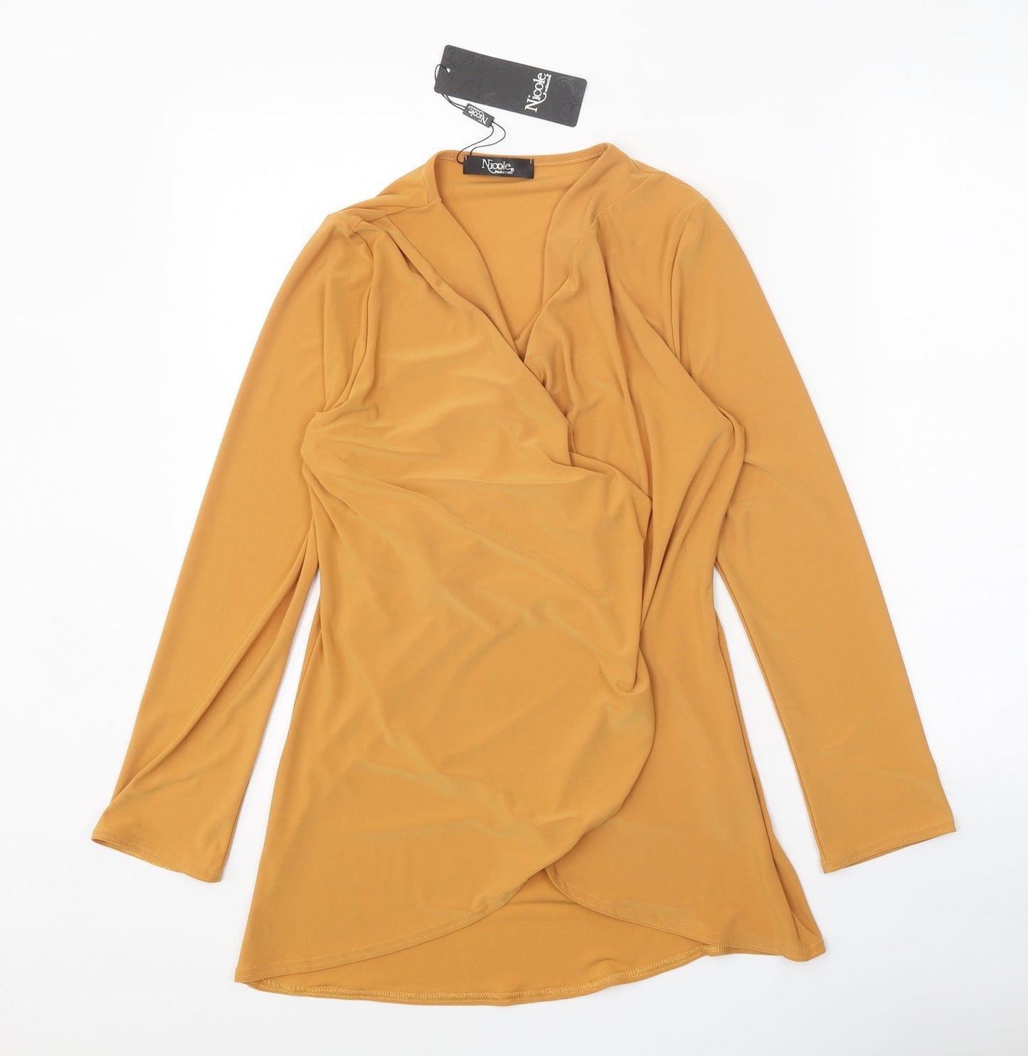 Nicole Womens Orange V-Neck Polyester Cardigan Jumper Size S