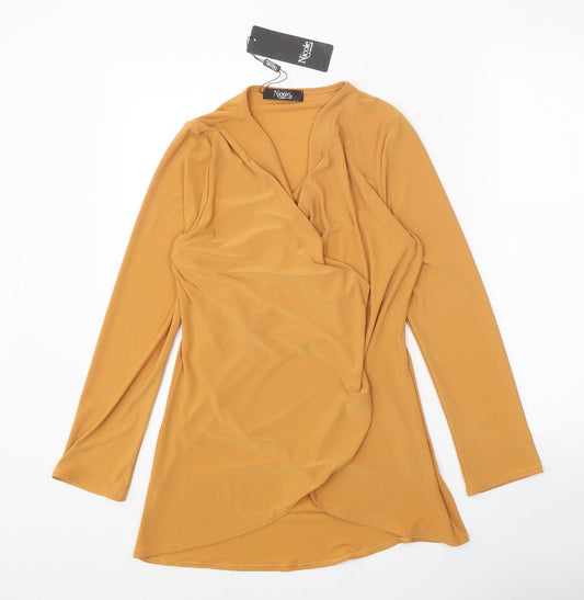 Nicole Womens Orange V-Neck Polyester Cardigan Jumper Size S