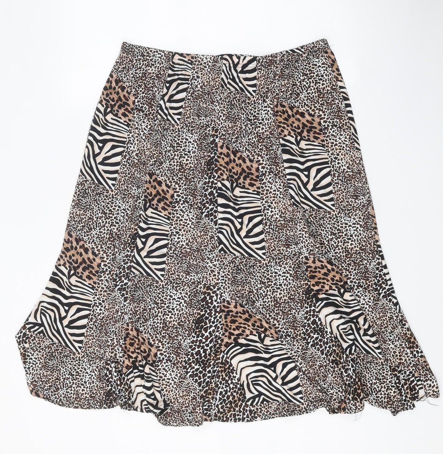Saloos Womens Brown Animal Print Polyester Swing Skirt Size XL - Leopard Zebra Pattern