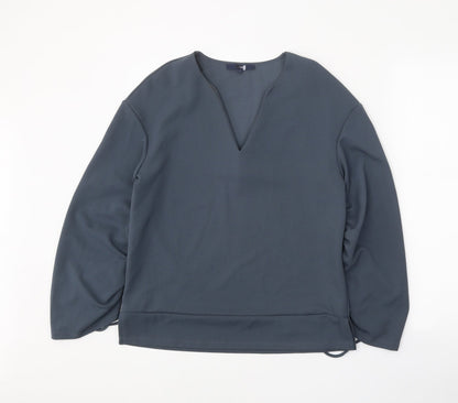 Next Womens Grey Polyester Basic Blouse Size 6 V-Neck - Sleeve Tie Detail