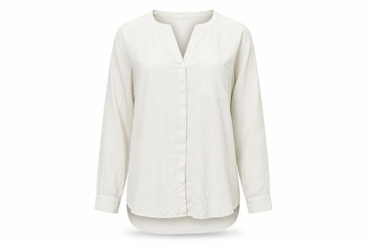 Rose & Olive Womens White Polyester Basic Button-Up Size L V-Neck