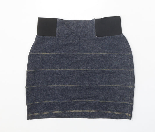 Topshop Womens Blue Striped Cotton Bandage Skirt Size 10
