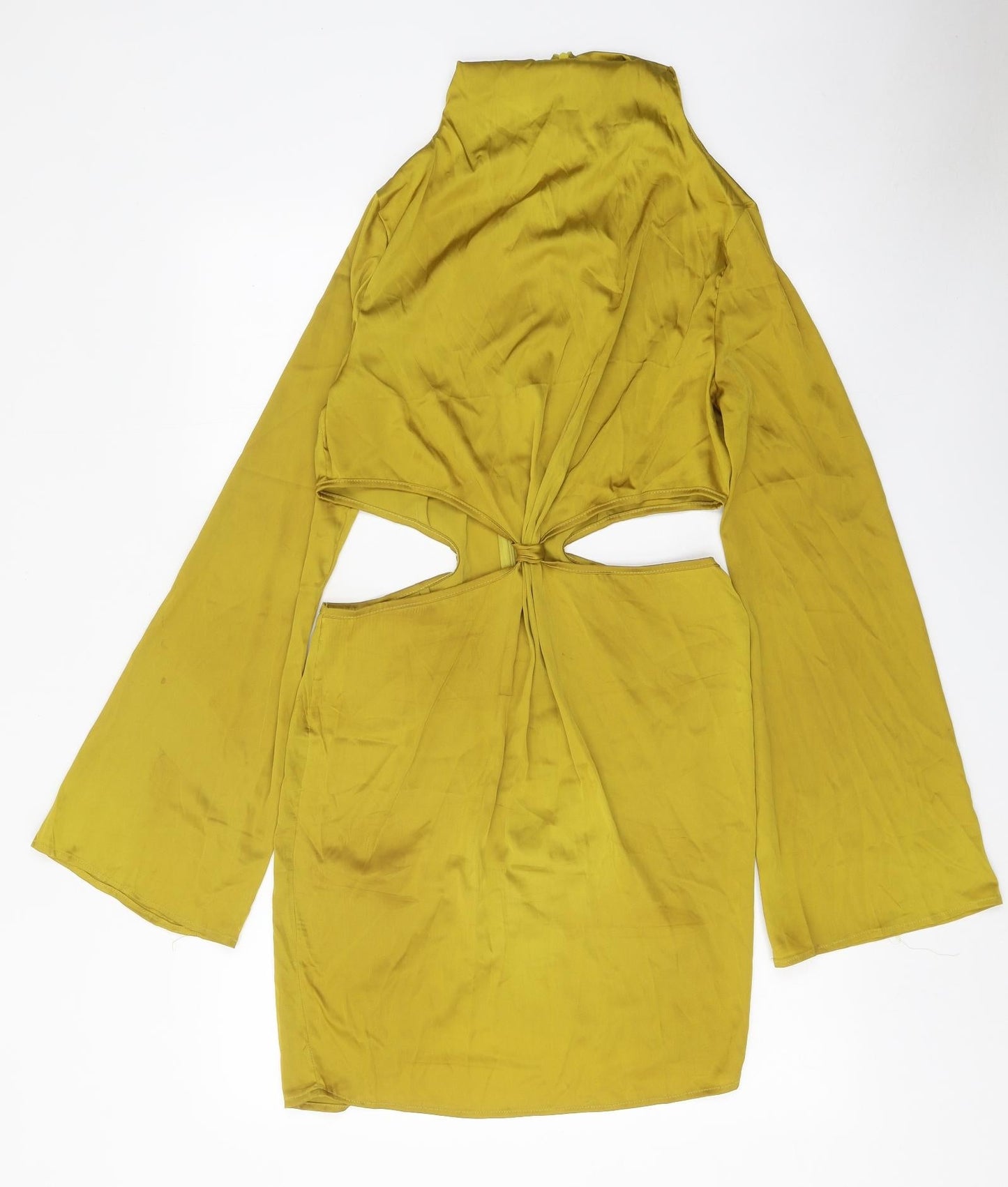 NANANA Womens Yellow Polyester Sheath Size 12 Mock Neck Zip
