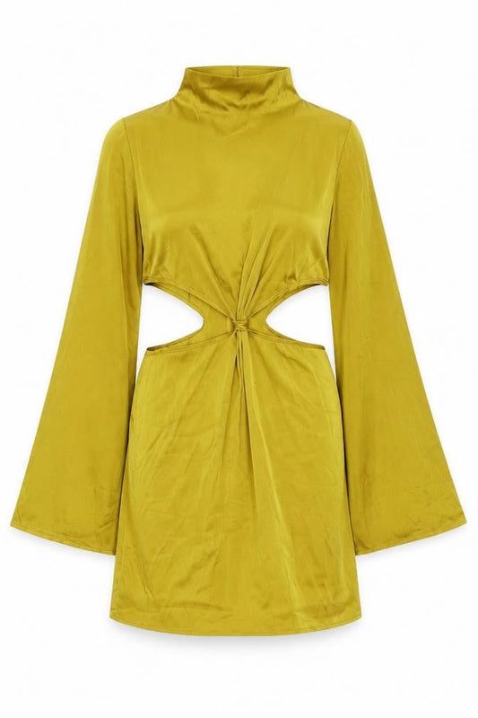 NANANA Womens Yellow Polyester Sheath Size 12 Mock Neck Zip