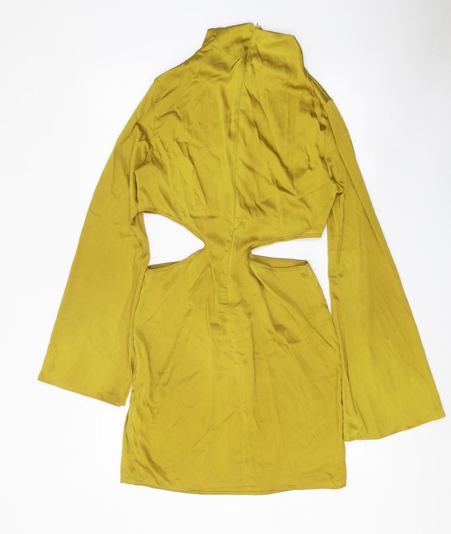 NANANA Womens Yellow Polyester Sheath Size 12 Mock Neck Zip